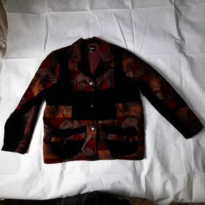 Vintage "The Jacket Shop" Patchwork Tapestry and Faux Suede Jacket Medium